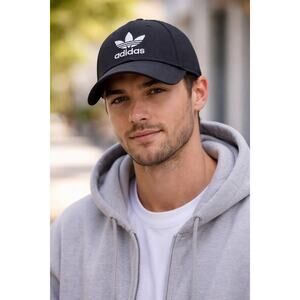 Adidas Black Baseball Cap – Iconic Trefoil Logo, Adjustable, Streetwear Style
